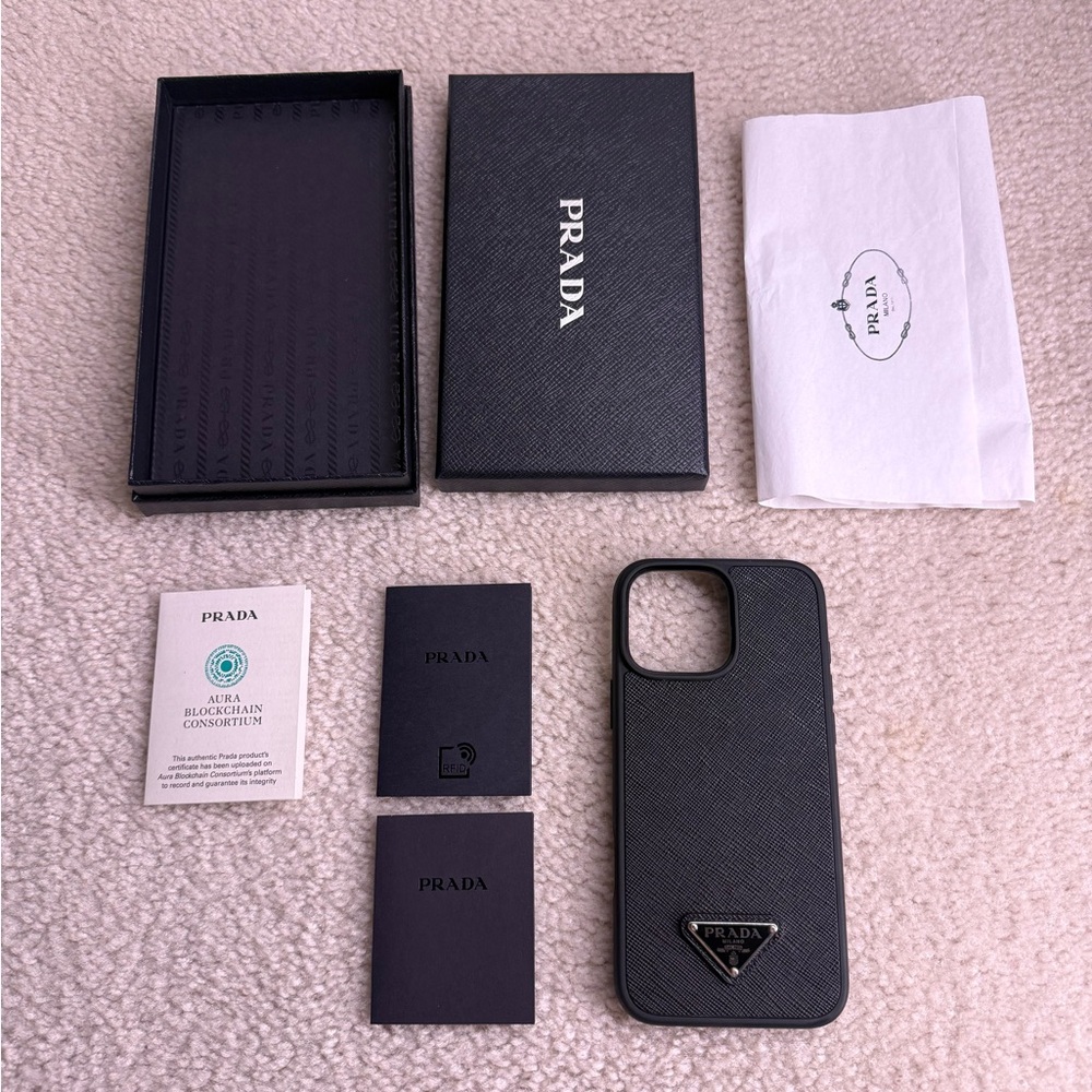 Prada Saffiano Leather Case For iPhone 16 Pro Max Black EUC Authentic W/ Box